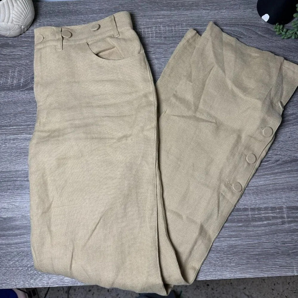 Ralph Lauren Collection Purple Label Linen BootCut Pants Button Detail 6 Preppy - Picture 1 of 9